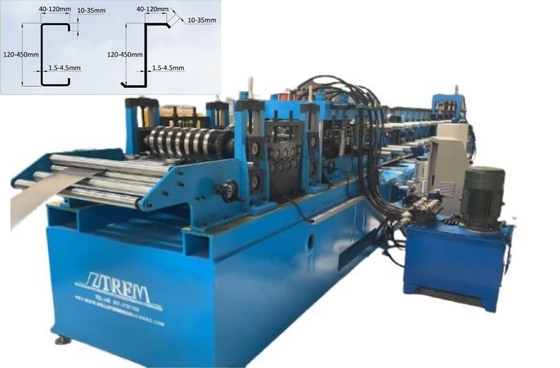 2 มม 20 สถานี Cz Purlin Roll Forming Machine กล่องเกียร์ที่ขับเคลื่อน
